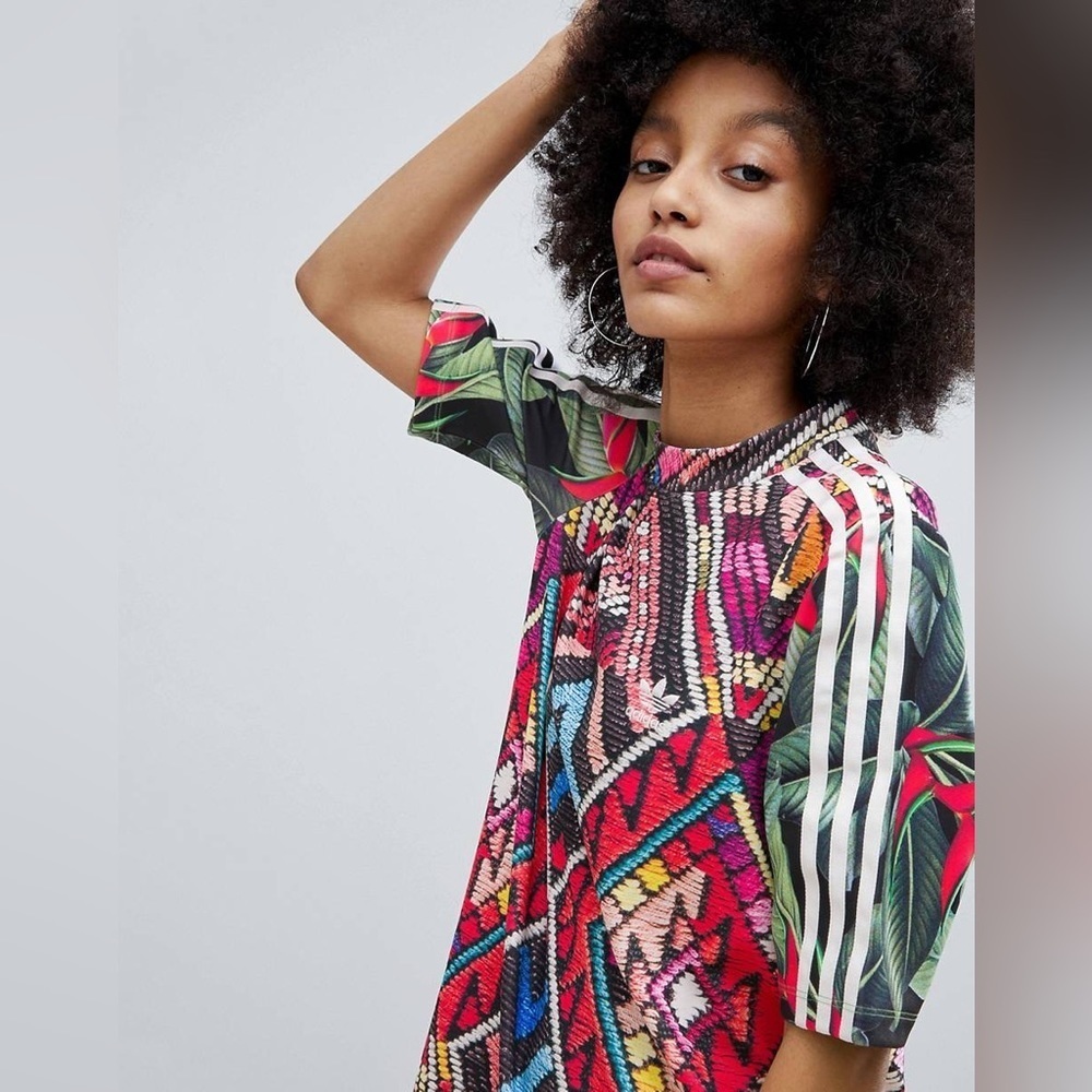 ADIDAS Originals x Farm Rio Multi Print High Neck Dress